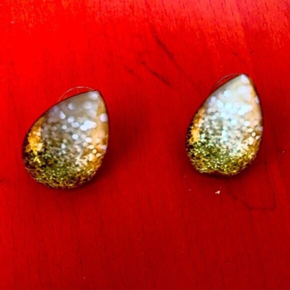 BLING Yellow & gold flecked teardrop earrings party shiny cocktail prom NEW - Picture 1 of 1